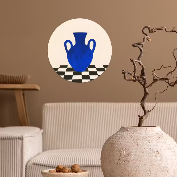 Behangcirkel - Vaas - Blauw - Geblokt - Modern — 2