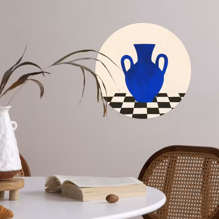 Behangcirkel - Vaas - Blauw - Geblokt - Modern — 4