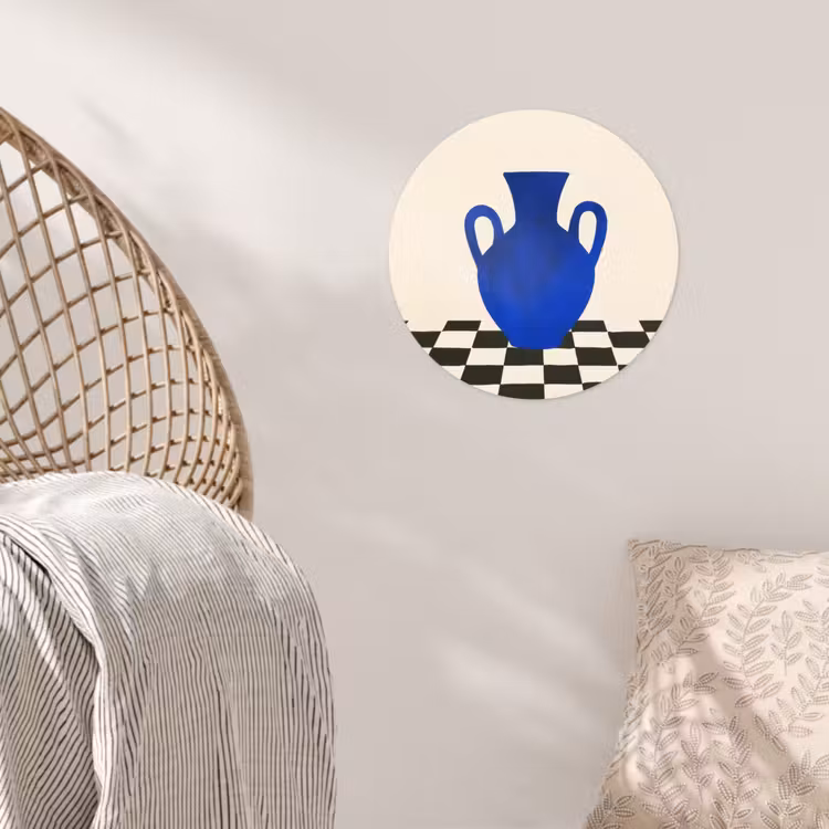 Behangcirkel - Vaas - Blauw - Geblokt - Modern — 5