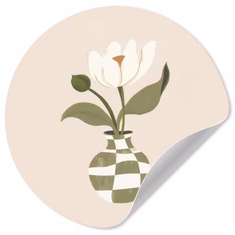 Behangcirkel - Vaas - Geruit - Bloem - Groen — 1
