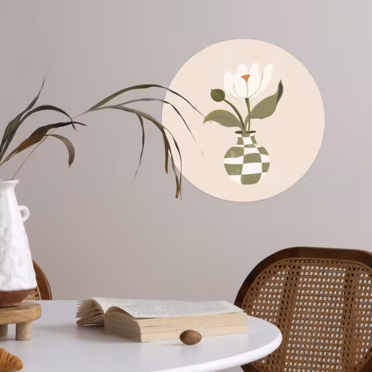 Behangcirkel - Vaas - Geruit - Bloem - Groen — 4
