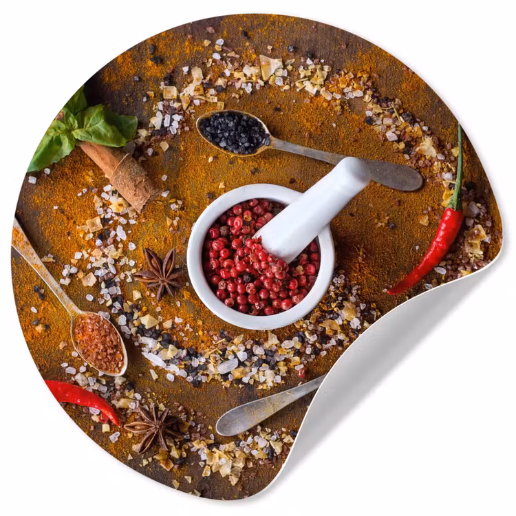 Behangcirkel - Vijzel - Kruiden - Lepels - Specerijen - Bruin - Peper — 1
