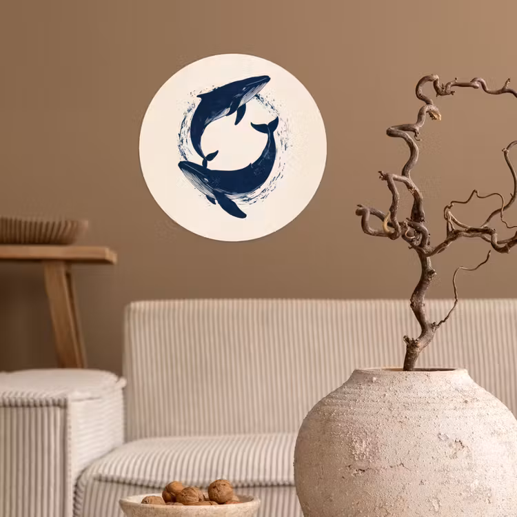 Behangcirkel - Walvissen - Spetters - Cirkel - Donkerblauw — 2