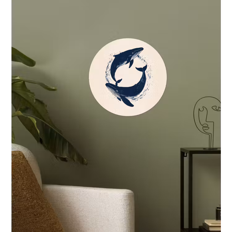 Behangcirkel - Walvissen - Spetters - Cirkel - Donkerblauw — 3