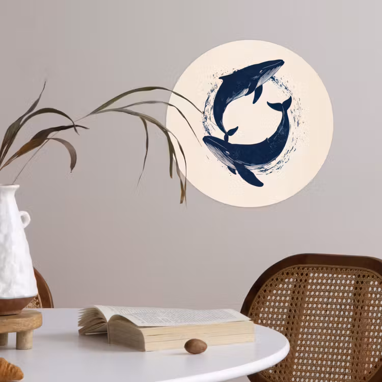 Behangcirkel - Walvissen - Spetters - Cirkel - Donkerblauw — 4