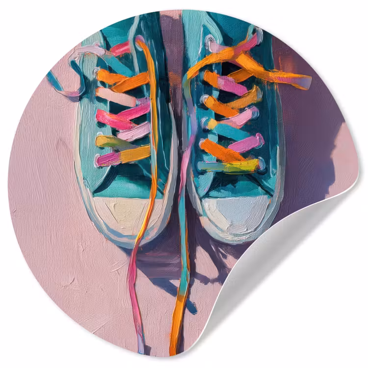 Behangcirkel - Sneakers - Veters - Kleurrijk - Schaduw — 1