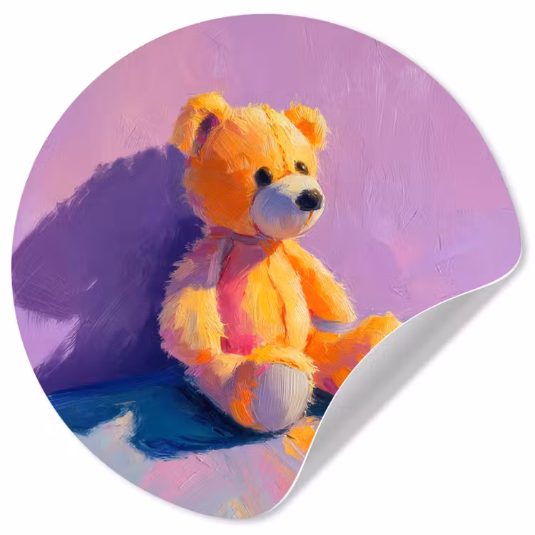 Behangcirkel - Teddybeer - Schaduw - Penseelstreken - Paars — 1