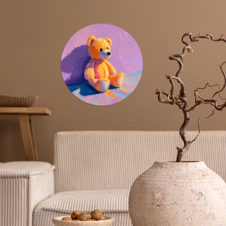 Behangcirkel - Teddybeer - Schaduw - Penseelstreken - Paars — 2