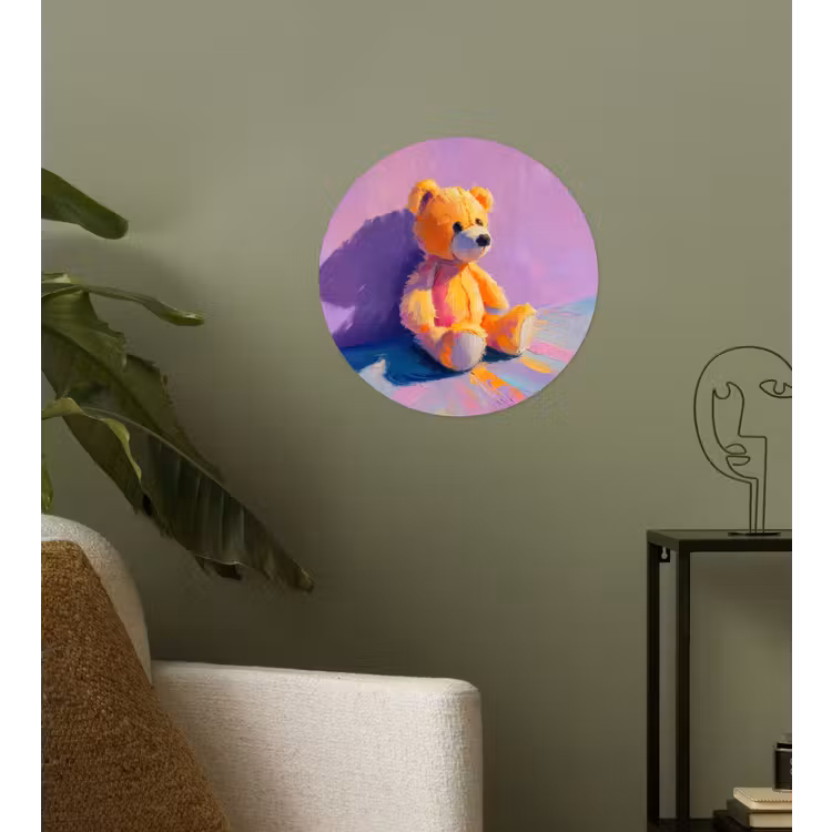 Behangcirkel - Teddybeer - Schaduw - Penseelstreken - Paars — 3