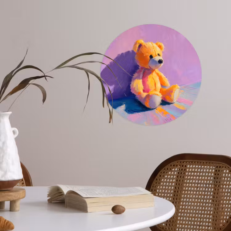 Behangcirkel - Teddybeer - Schaduw - Penseelstreken - Paars — 4