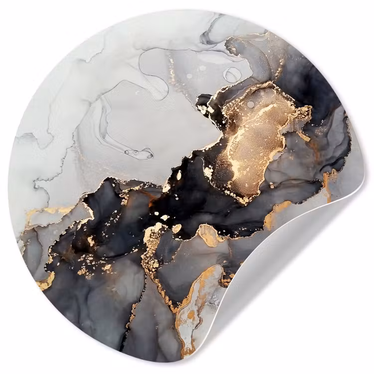 Behangcirkel - Zwart - Marmer - Luxe - Goud — 1