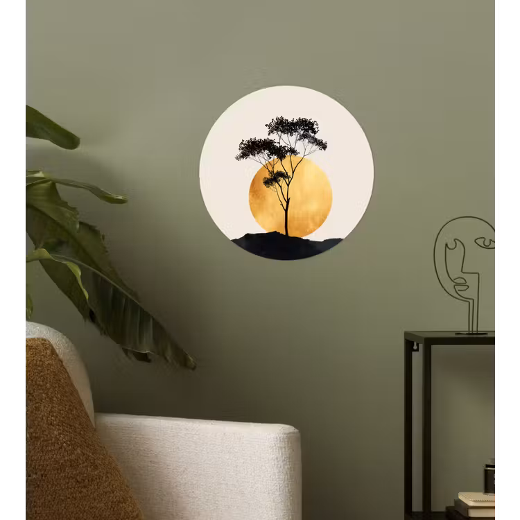 Behangcirkel - Zwarte boom - Gouden cirkel - Heuvel — 3