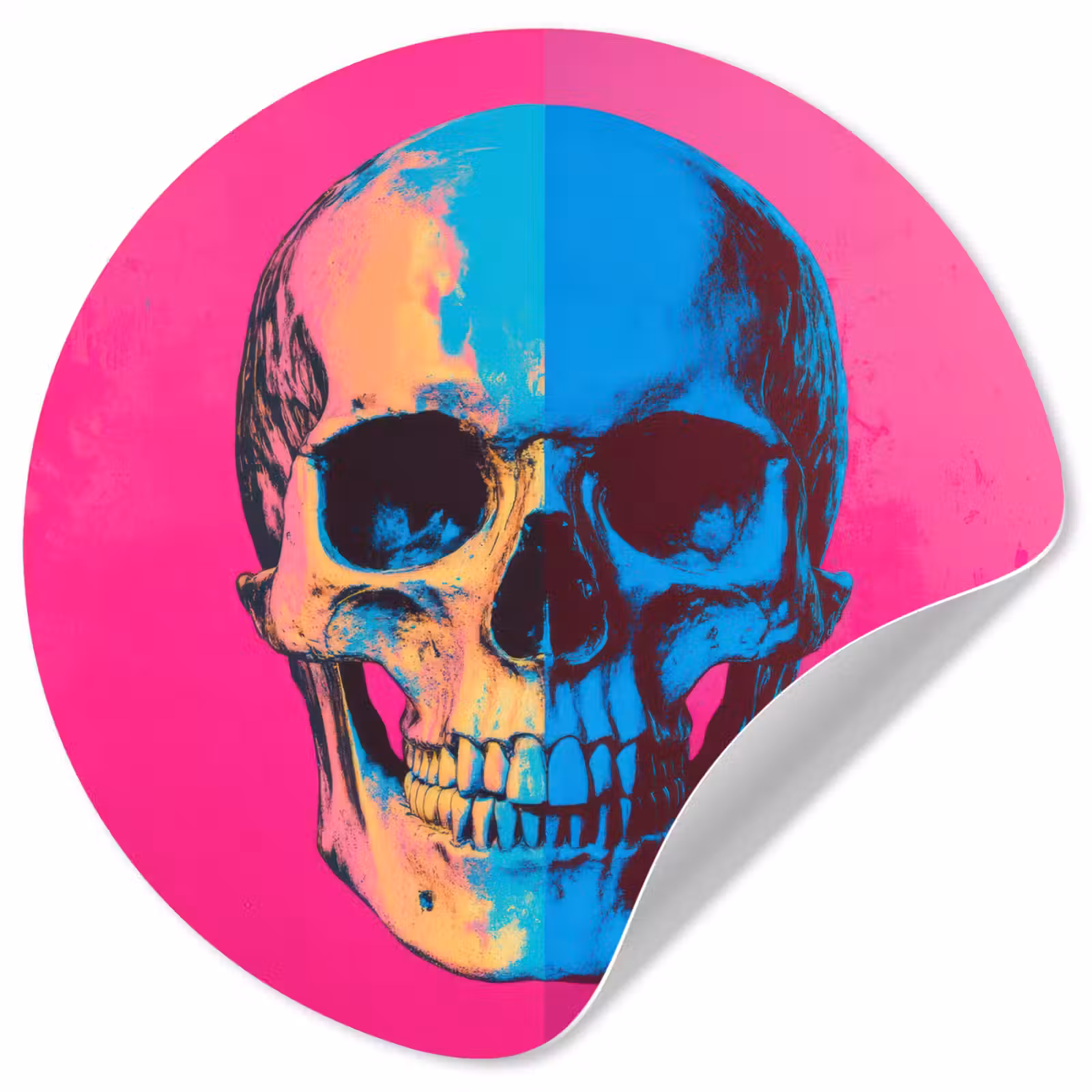 Behangcirkel - Neon - Blauw - Pop-art - Schedel — 1