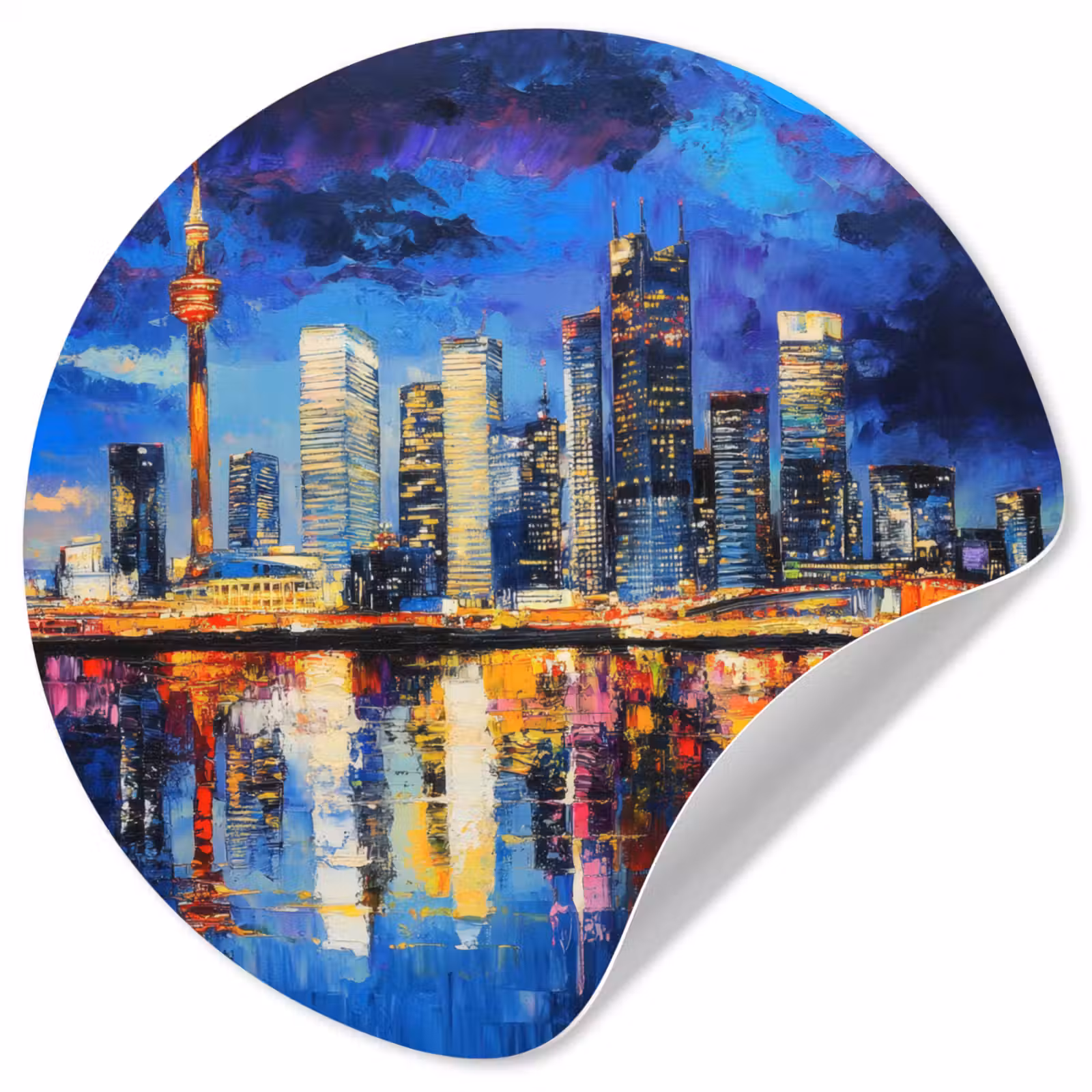 Behangcirkel - Skyline Toronto - Modern - Stadslicht - Blauw — 1