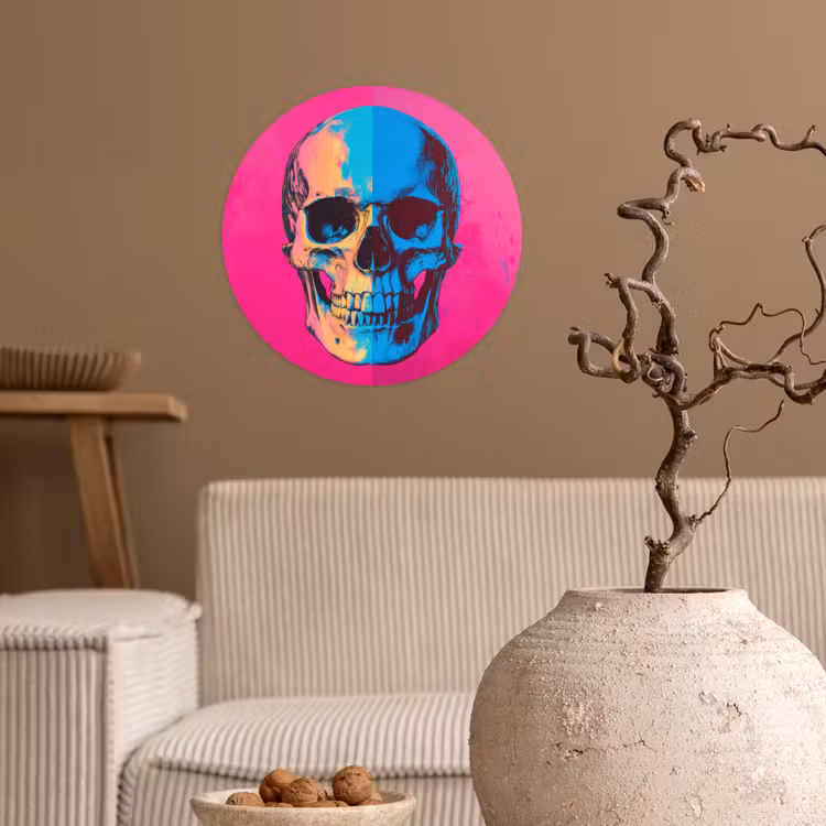 Behangcirkel - Neon - Blauw - Pop-art - Schedel — 2