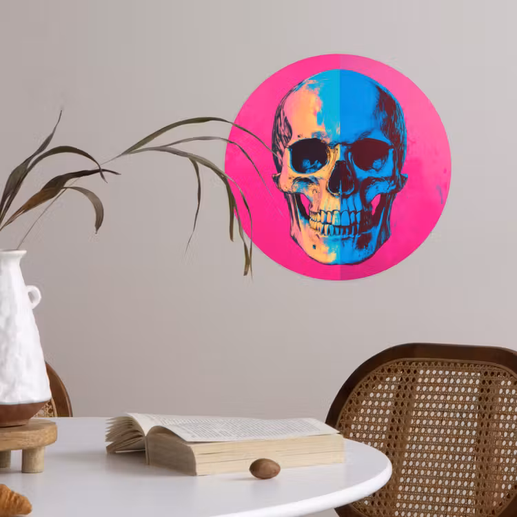 Behangcirkel - Neon - Blauw - Pop-art - Schedel — 4