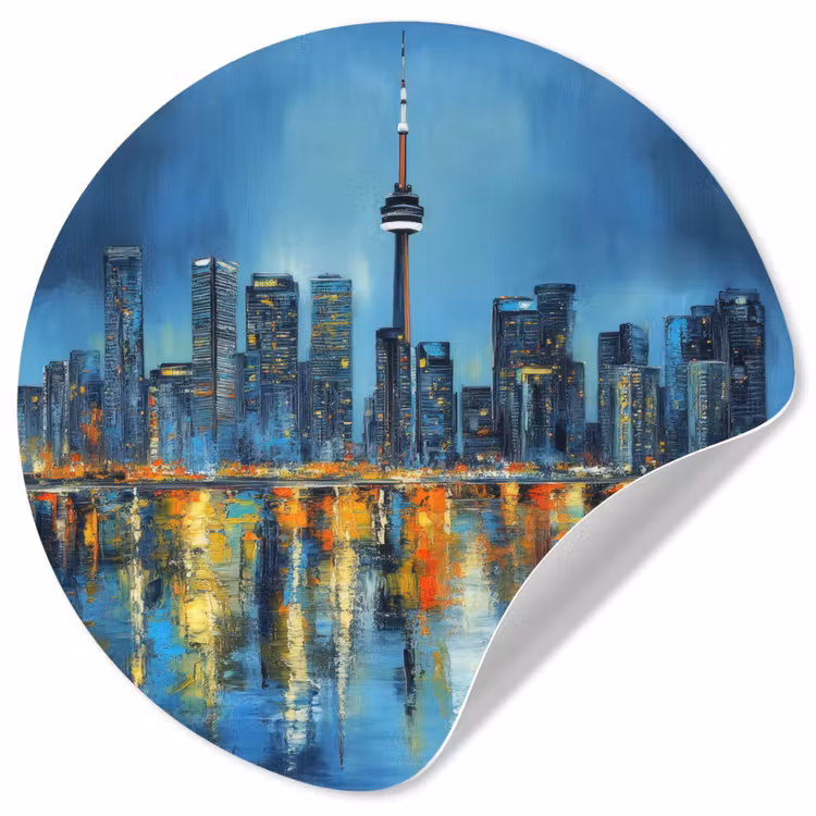 Behangcirkel - Skyline Toronto - Water - Stadslichten - Toren — 1