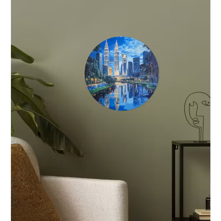 Behangcirkel - Stad Kuala Lumpur - Skyline - Wolkenkrabbers - Water — 3