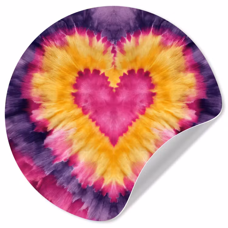 Behangcirkel - Tie dye - Hartvorm - Vlammen - Oranje — 1