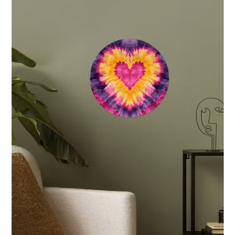Behangcirkel - Tie dye - Hartvorm - Vlammen - Oranje — 3