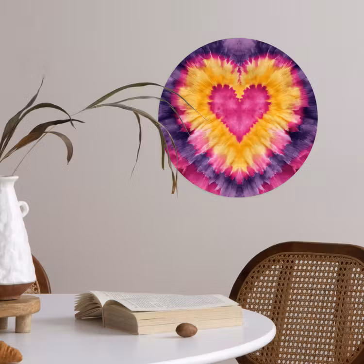 Behangcirkel - Tie dye - Hartvorm - Vlammen - Oranje — 4