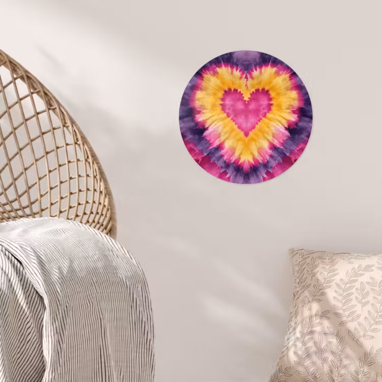 Behangcirkel - Tie dye - Hartvorm - Vlammen - Oranje — 5
