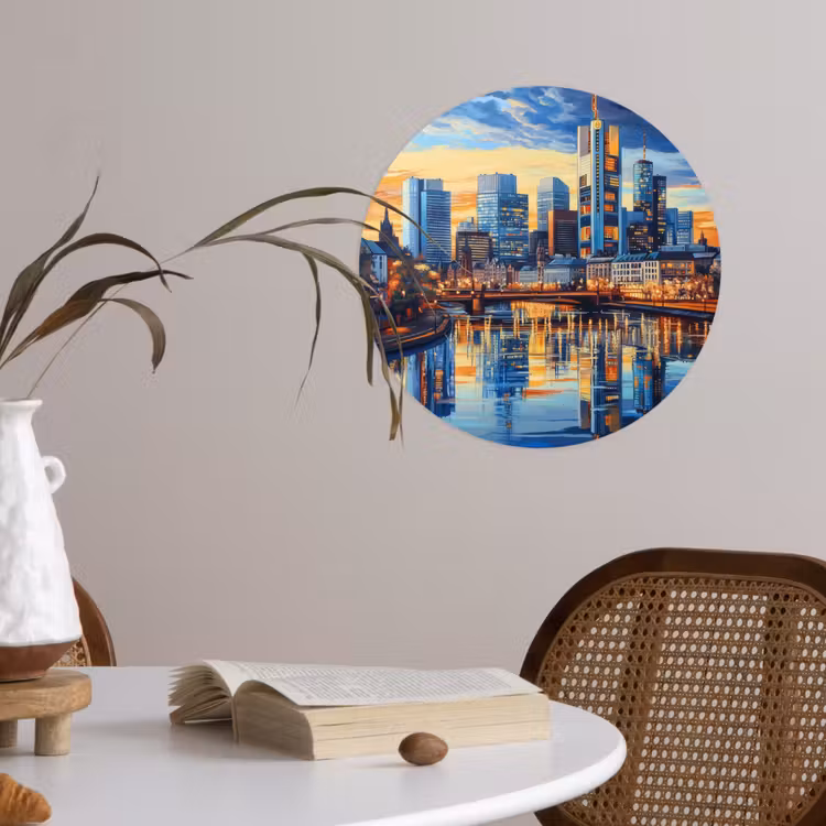 Behangcirkel - Zonsondergang Frankfurt - Stad - Skyline - Water — 4