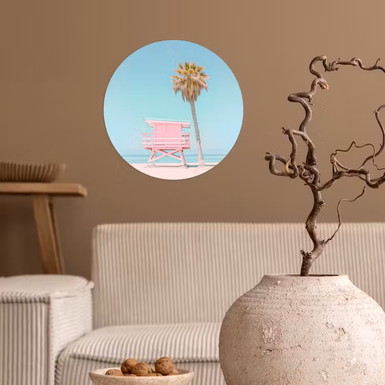 Behangcirkel - Palmboom - Strandhuis - Roze — 2