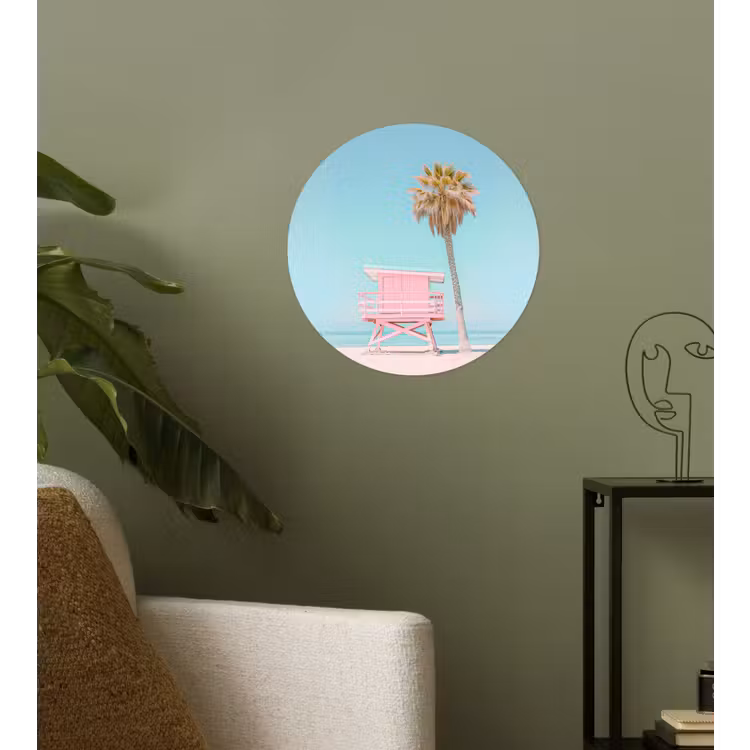 Behangcirkel - Palmboom - Strandhuis - Roze — 3