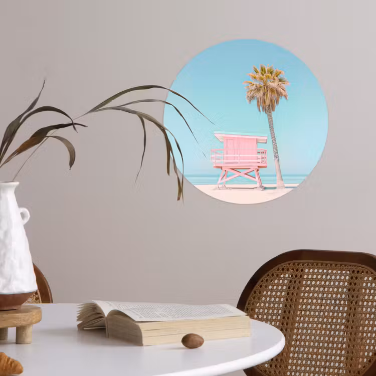 Behangcirkel - Palmboom - Strandhuis - Roze — 4