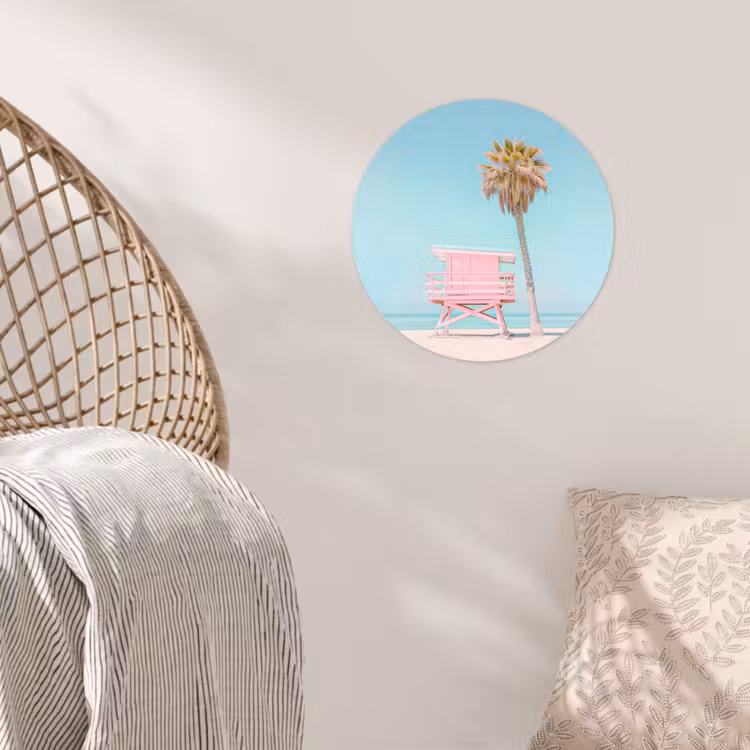 Behangcirkel - Palmboom - Strandhuis - Roze — 5