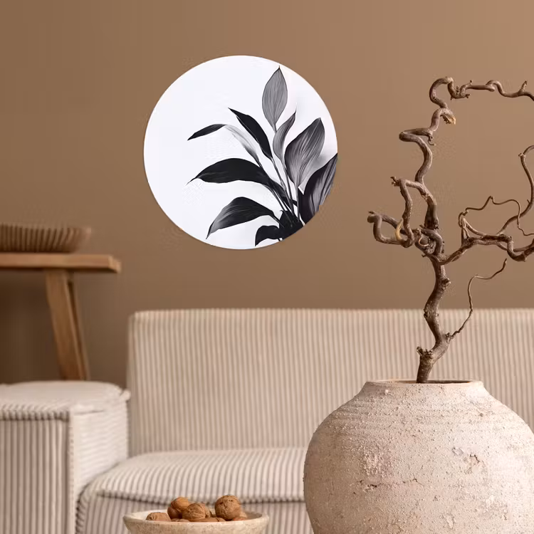 Behangcirkel - Plant - Bladeren - Minimalistisch - Zwart — 2