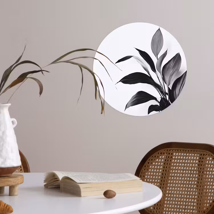 Behangcirkel - Plant - Bladeren - Minimalistisch - Zwart — 4