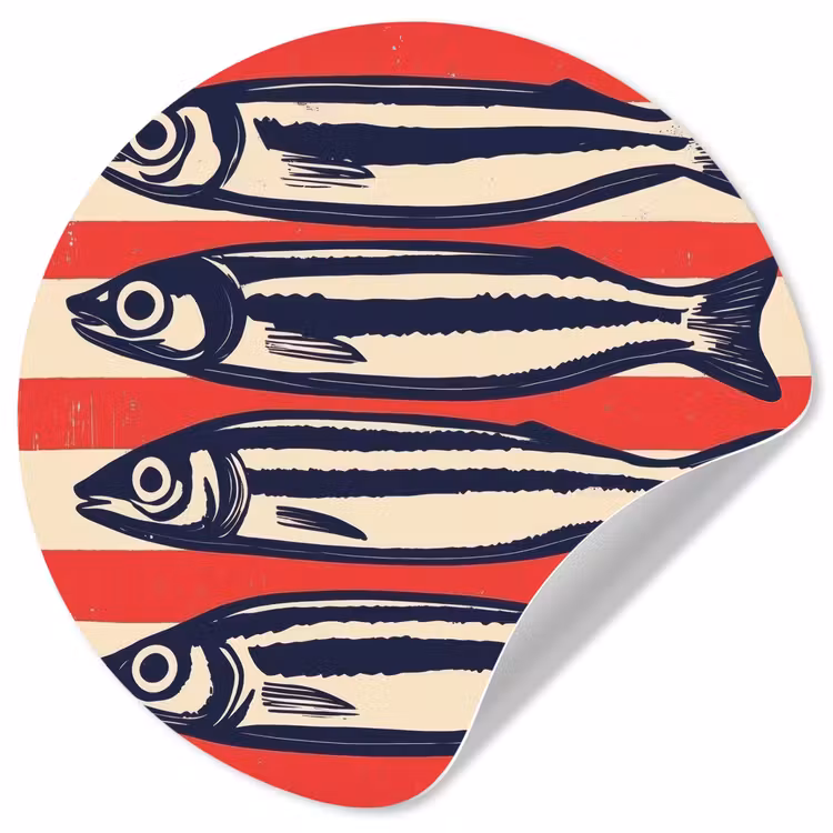 Behangcirkel - Sardines - Rood en beige strepen — 1