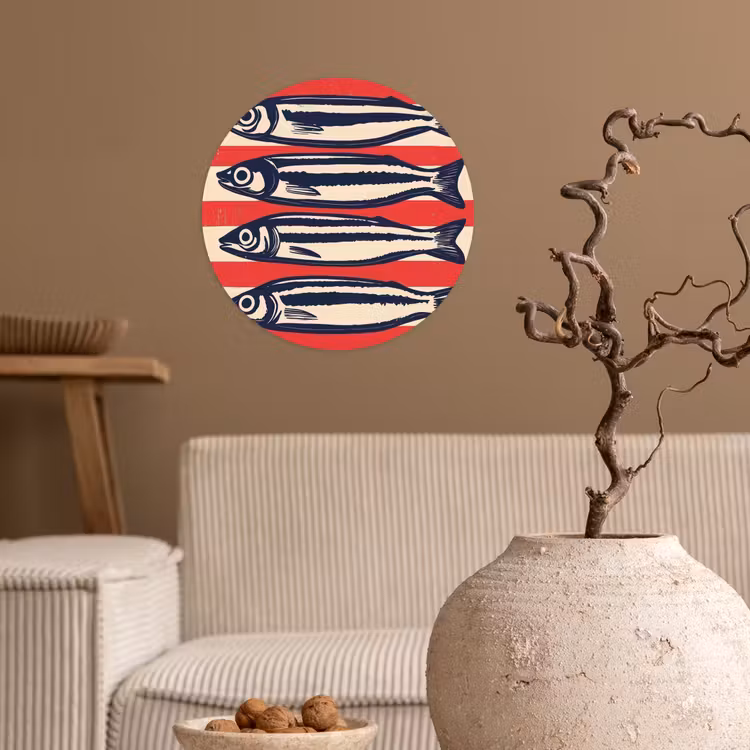 Behangcirkel - Sardines - Rood en beige strepen — 2