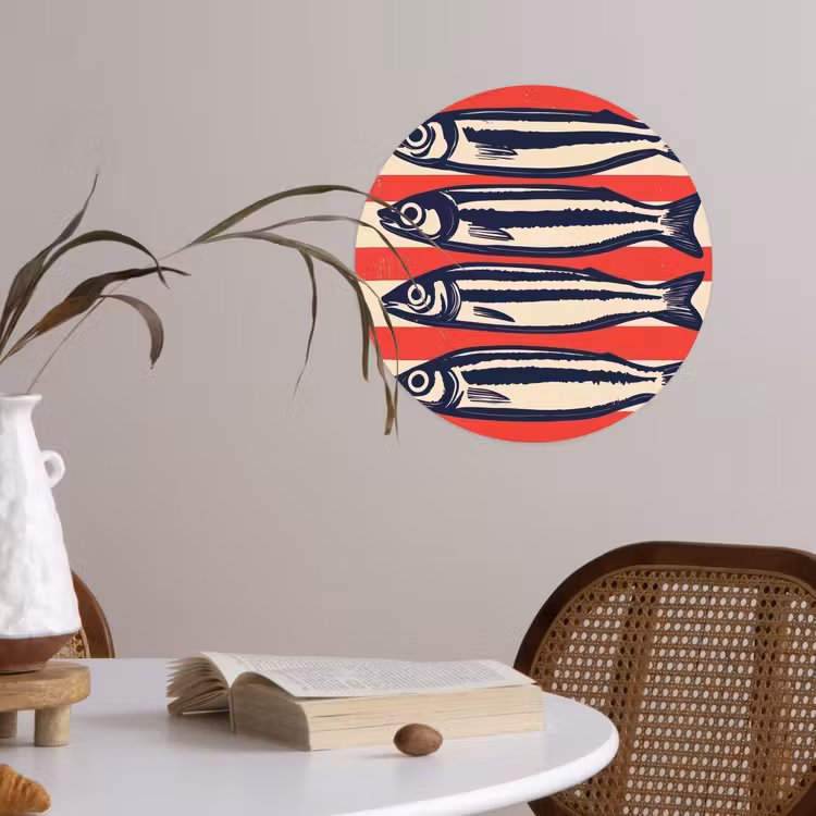 Behangcirkel - Sardines - Rood en beige strepen — 4