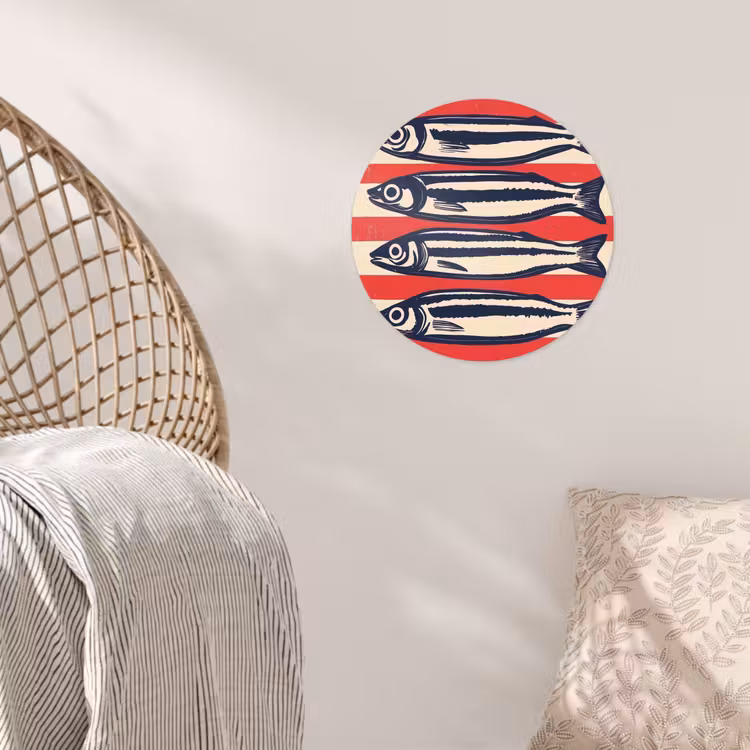 Behangcirkel - Sardines - Rood en beige strepen — 5