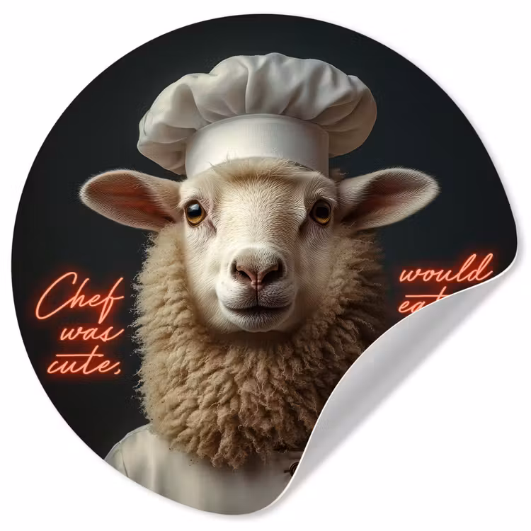 Behangcirkel - Schaap - Kokskleding - Neon - Quote — 1