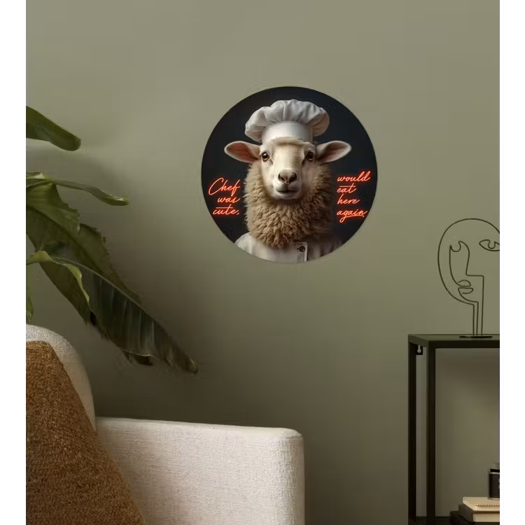 Behangcirkel - Schaap - Kokskleding - Neon - Quote — 3