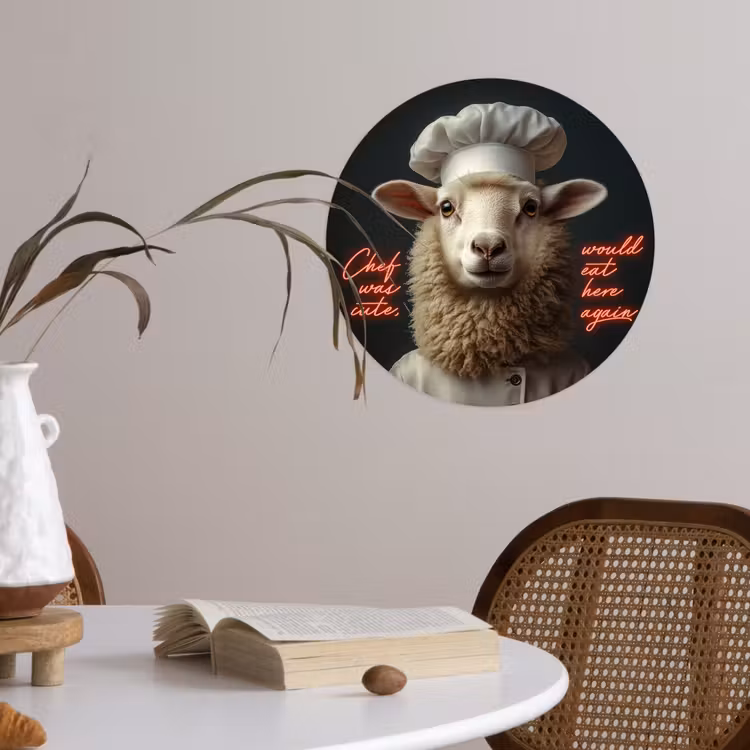 Behangcirkel - Schaap - Kokskleding - Neon - Quote — 4
