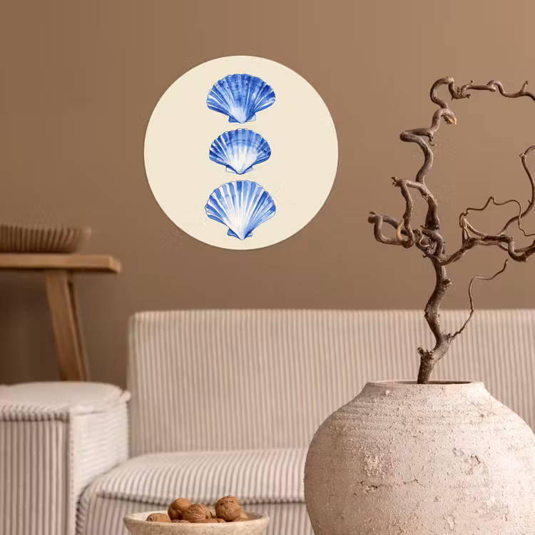 Behangcirkel - Schelpen - Blauw - Beige — 2