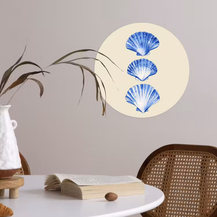 Behangcirkel - Schelpen - Blauw - Beige — 4
