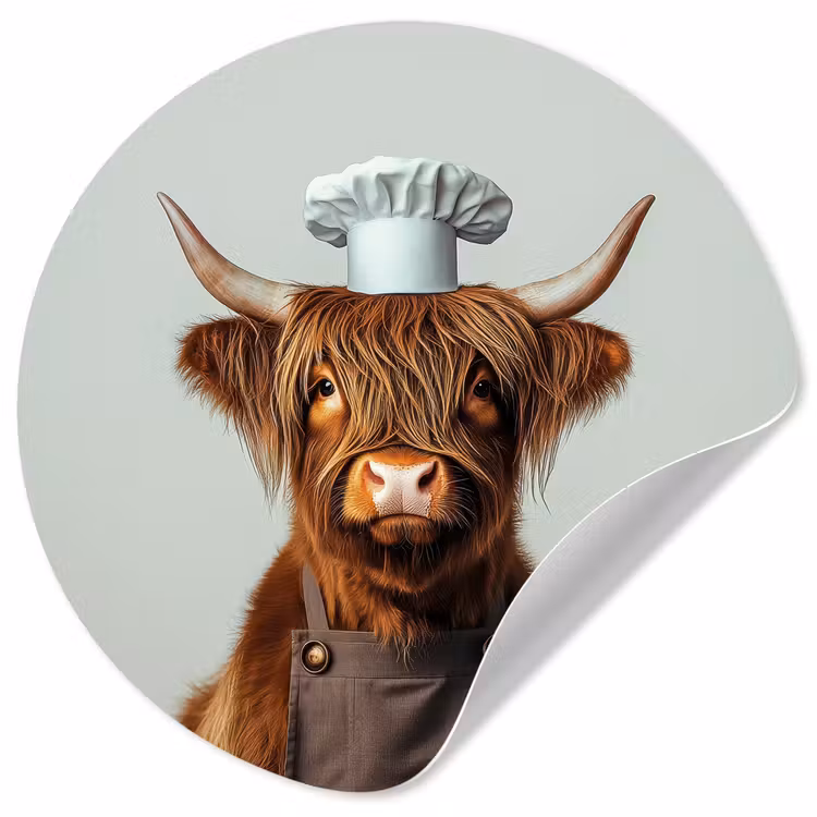 Behangcirkel - Schotse Hooglander - Bruin - Hoorns - Kokskleding — 1