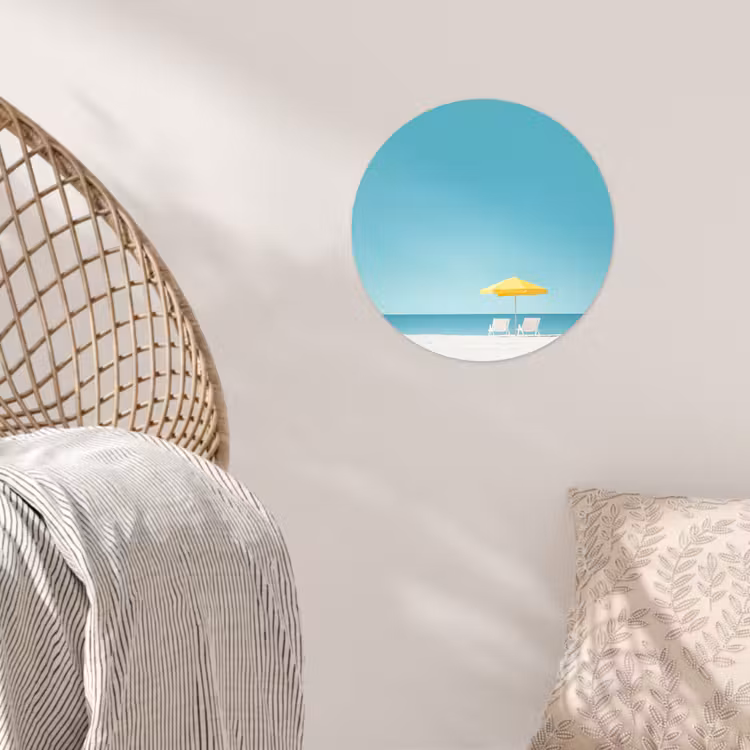 Behangcirkel - Strand - Blauwe lucht - Geel - Parasol — 5