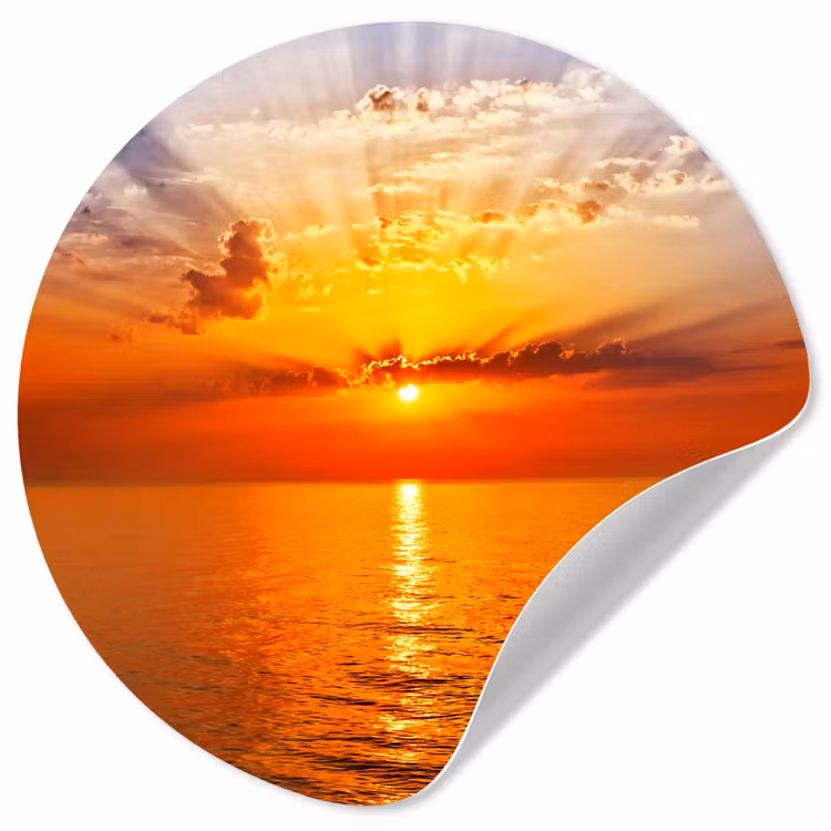 Behangcirkel - Zonsondergang - Zee - Lucht - Oranje - Horizon - Water — 1