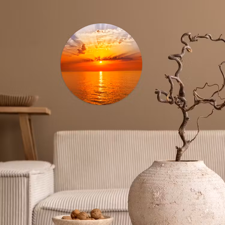 Behangcirkel - Zonsondergang - Zee - Lucht - Oranje - Horizon - Water — 2