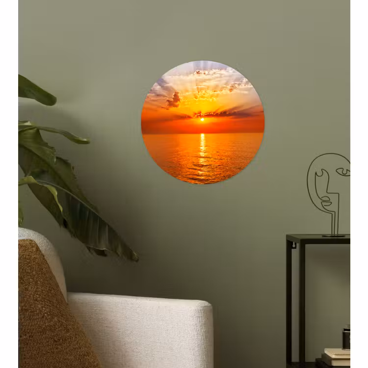 Behangcirkel - Zonsondergang - Zee - Lucht - Oranje - Horizon - Water — 3