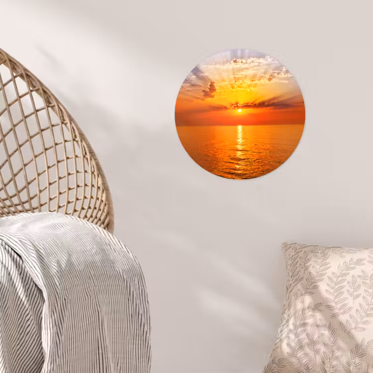 Behangcirkel - Zonsondergang - Zee - Lucht - Oranje - Horizon - Water — 5