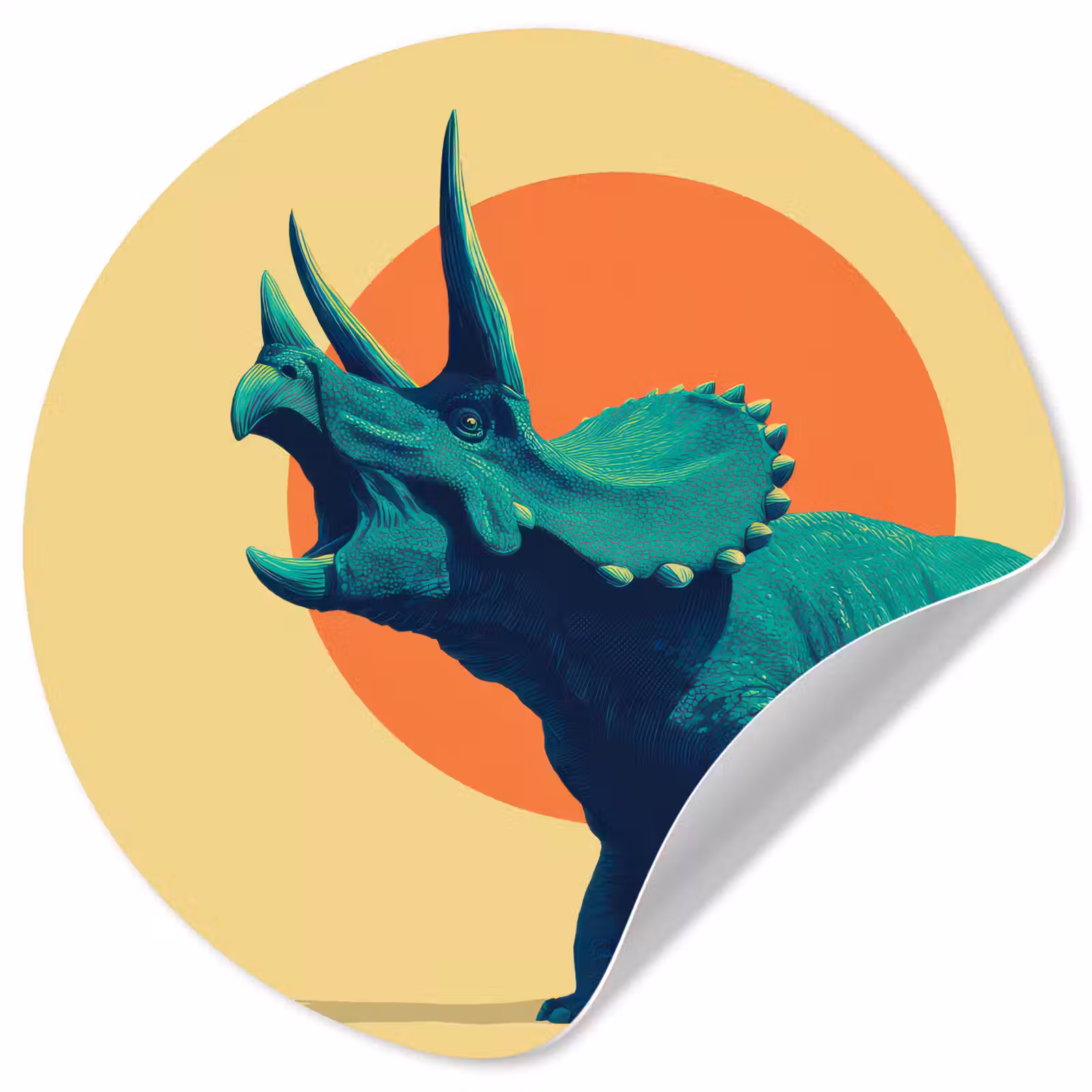 Behangcirkel - Triceratops - Cirkel - Oranje - Hoorns — 1