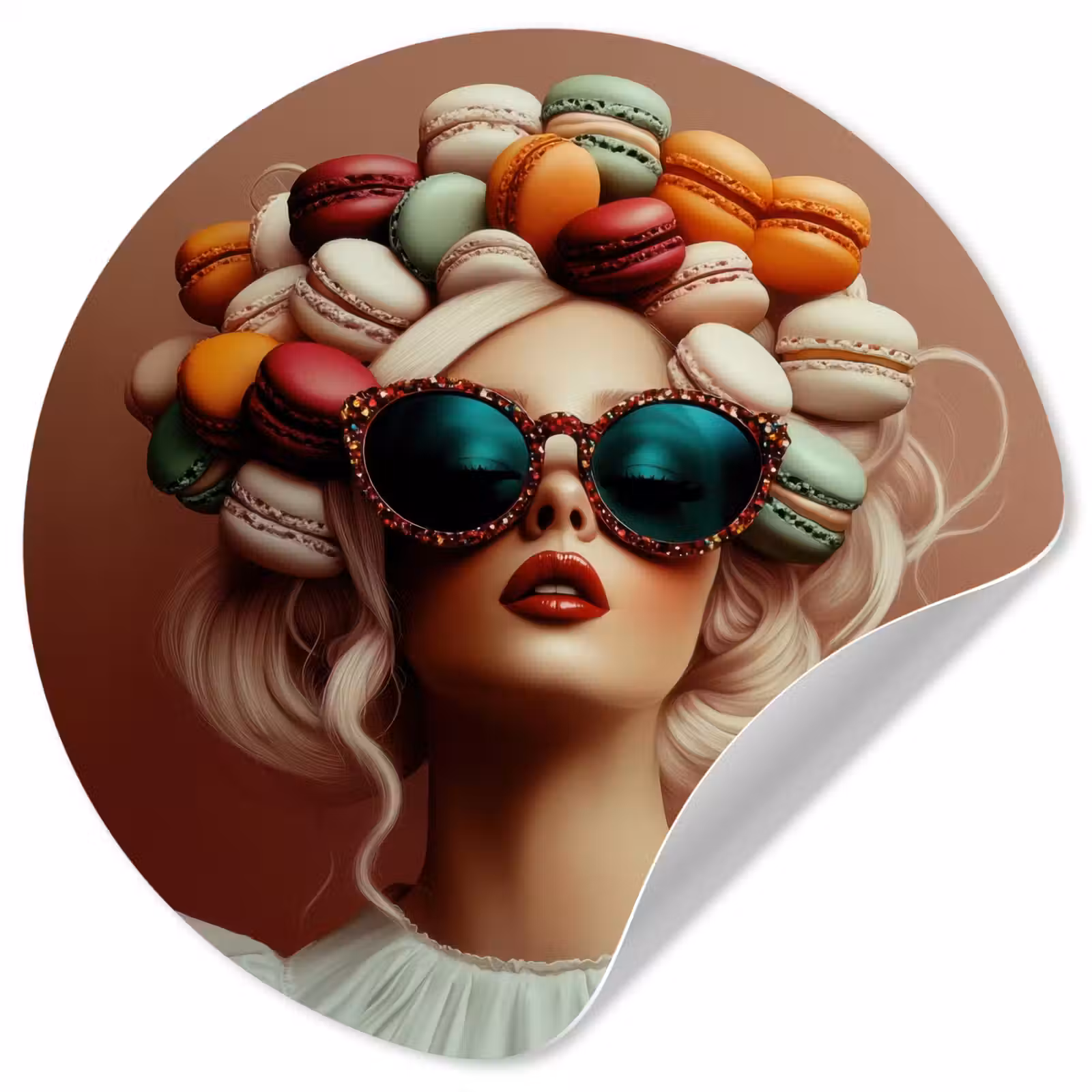 Behangcirkel - Vrouw - Macarons - Bril — 1